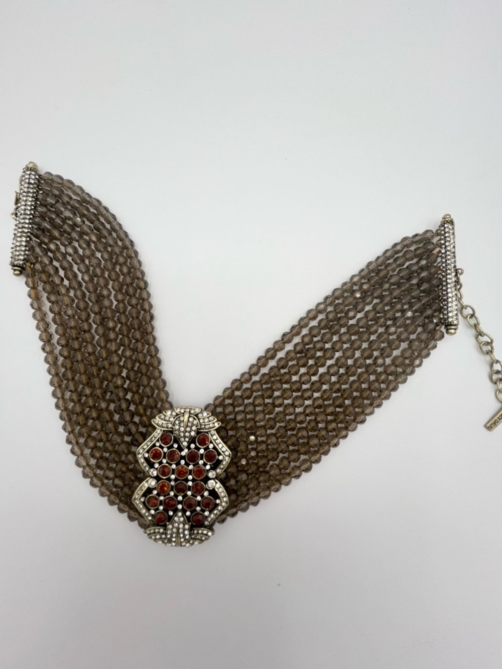 Heidi Daus Dazzling Swarovski Crystal Beaded Choker Necklace Brown NWOT - Picture 6 of 10
